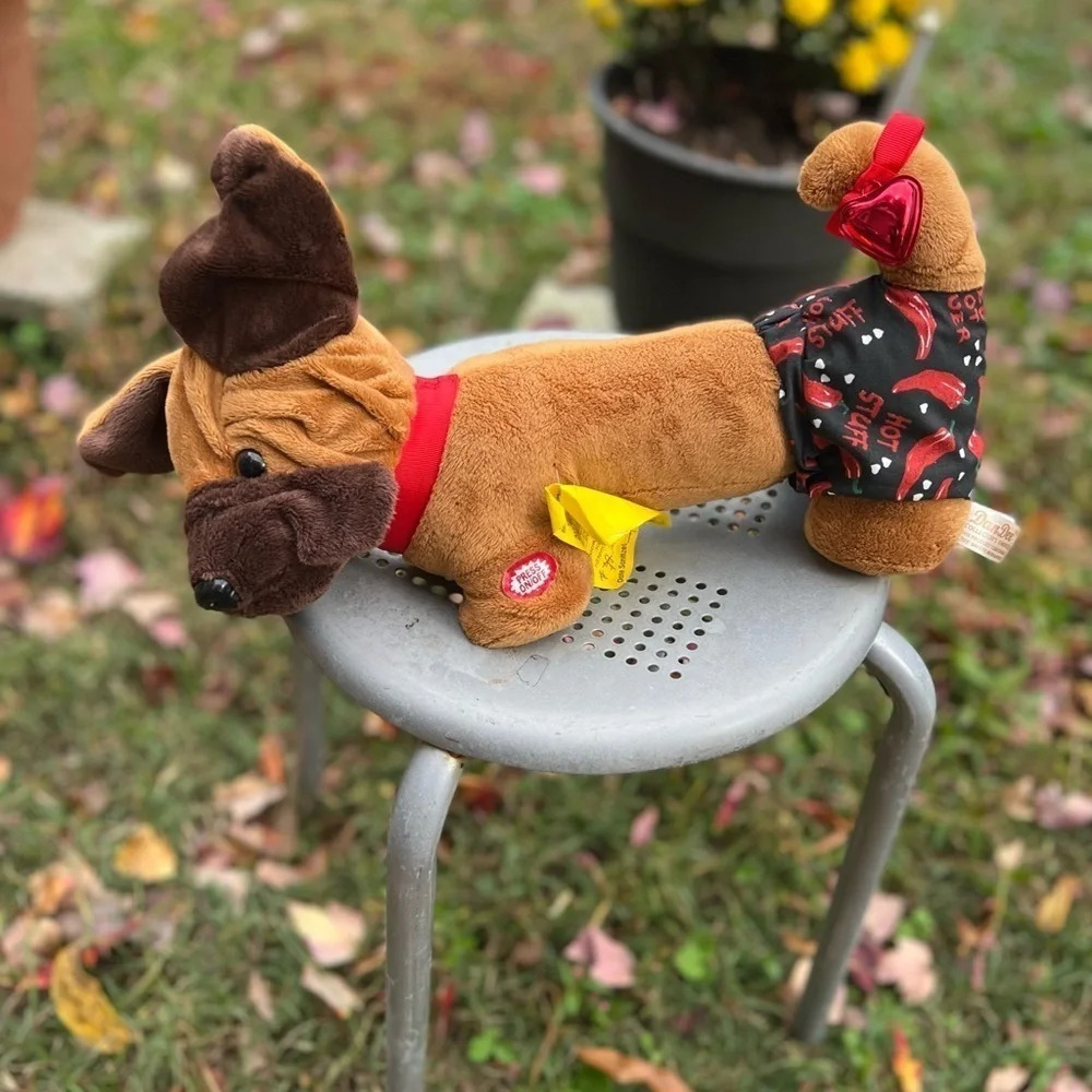 Hot stuff musical dog press the Paw and he sings hot stuff takes 3 AA batteries